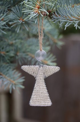 Anhänger ENGEL 9 cm aus Draht & Perlen