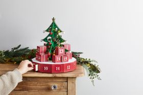 3D Red Wooden Christmas Tree Advent Calendar