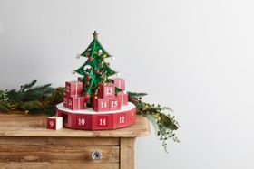 3D Red Wooden Christmas Tree Advent Calendar