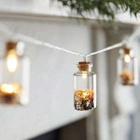 Christmas Rose Gold Glitter Filled Bottled String Lights