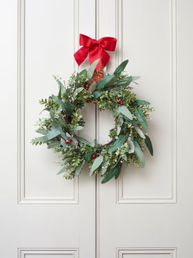 Large Christmas Wreath with Red Bow