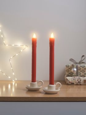 Red TruGlow taper candles with Osby star light
