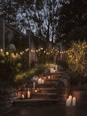 Spring Summer Glowing Evening with TruGlow® Candles and Fairy Lights