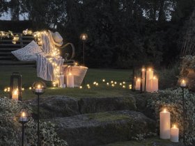 Spring Summer Garden Bench with TruGlow® Candles