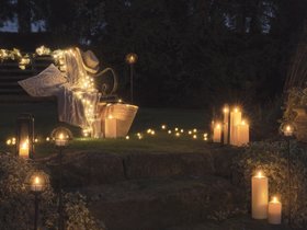 Glowing Spring Summer Garden with TruGlow® Candles & Bubble Stake Lights