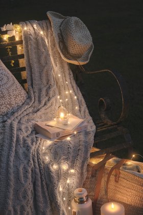 Cosy Spring Summer Evening with Glowing Fairy Lights & TruGlow® Candles