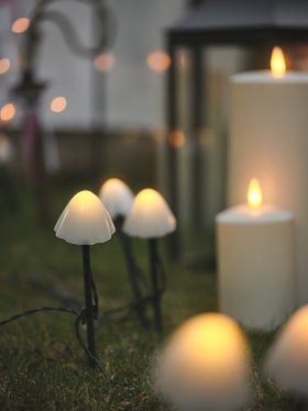 Garden Dinner Party Decoration TruGlow® Candles & Mini Mushroom Stake Lights