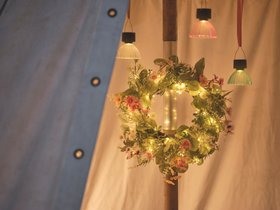Summer Garden Party with Light Up Flower Wreath & Glass Lanterns