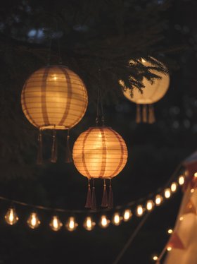 Summer Garden Festival with Glowing Paper Lanterns & Festoon Lights