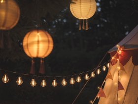 Glowing Garden Festival with Paper Lanterns & Festoon Lights