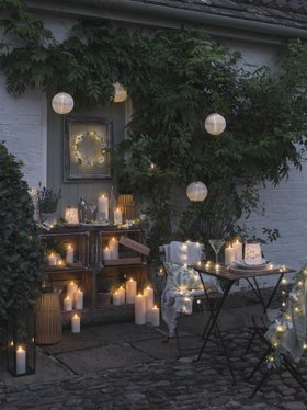 Spring Summer Garden Table Lighting & Decorations with TruGlow® Candles & Fairy Lights
