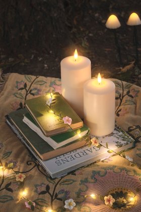 Glowing Spring Garden with TruGlow® Outdoor Candles & Flower Garland