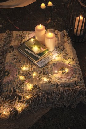 Glowing Spring Garden Picnic with TruGlow® Outdoor Candles & Flower Garland