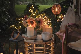 Glowing Spring Evening Garden Side Table Lifestyle
