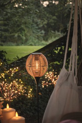 Glowing Spring Garden with TruGlow® Candles & Wicker Garden Stake Light