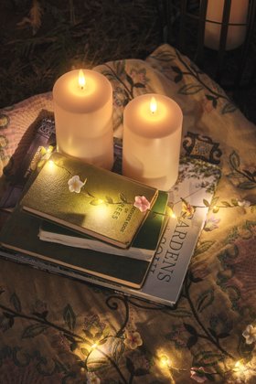 Glowing Spring Garden Picnic with TruGlow® Outdoor Candles & Flower Garland