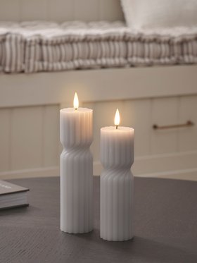 Cosy Home Inspiration with TruGlow® Grey Twist LED Pillar Candle Duo