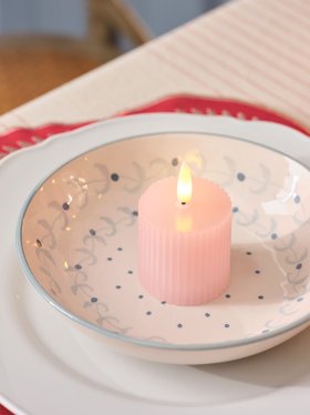 Soft Spring & Valentines Decor with 6 TruGlow® Blush Pink Ribbed LED Votive Candles
