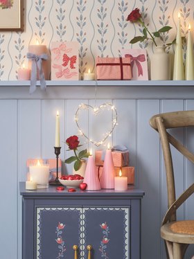 Valentines Day Side Table Inspiration with TruGlow® Candles