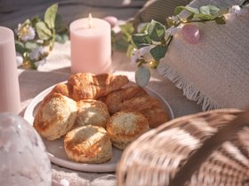 Glowing Easter Picnic with Pastel TruGlow Candles and Light Up Garland