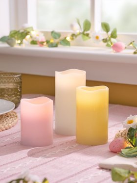 Soft Spring Decor with Pastel TruGlow® LED Pillar Candles