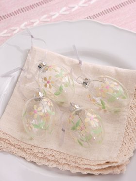 Glowing Floral Glass Egg Easter Decorations