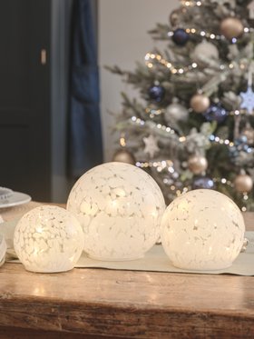 White Confetti Glass Globe LED Decoration Trio