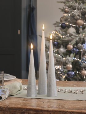 TruGlow® Silver Ombre Slim Cone LED Candle Trio with Remote Control