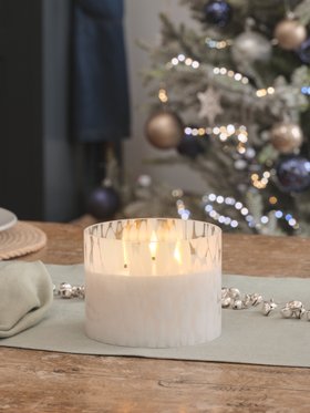 TruGlow® White Confetti Glass 3 Wick LED Candle with Remote Control