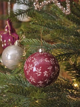 Set of 2 Traditional Holly Christmas Tree Baubles