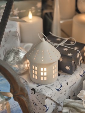 Regular White Porcelain Light Up Hut Decoration