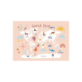 WORLD MAP A3 PRINT - PINK