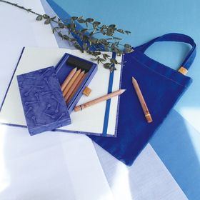 Cohana Japan Blue - Bag & Notepad Set: Ukigami Memo Pad and Mini Coloured Pencils