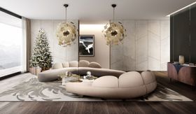 Living Room | cosy neutral reading corner with christmas tree