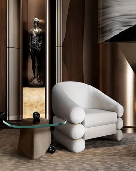 Pantone Color of the Year 2026 | Hutton armchair in cloud dancer tones