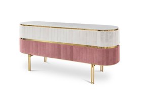 Sideboards | Edith retro sideboard in blush pink and white tones