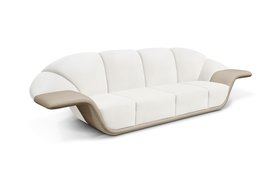 Sofas | Klaude retro curvy sofa in white and beige tones