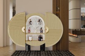 The Modern Essentials Capsule Collection by Greg Natale | Anjelica Bar Cabinet in art deco style