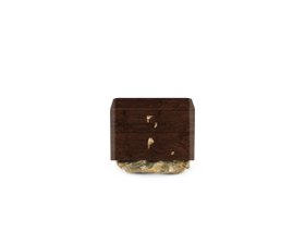 Bedroom Storage | Angra walnut wood small nightstand in gold details