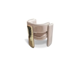 Dining Chairs | Noble curvy dining chair in white and gold tones