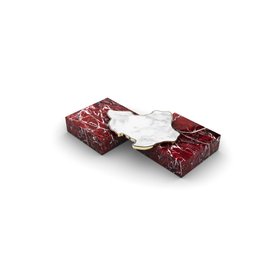 Center Tables | Navarra Rosso Levanto and Carrara marble center table in deep red and white tones