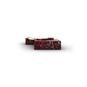 Center Tables | Navarra Rosso Levanto and Carrara marble center table in deep red and gold tones