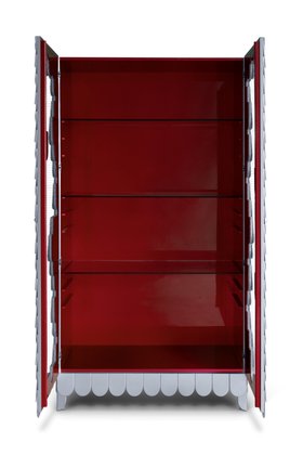 Cabinets | Oporto deep red cabinet with three shelves for storage