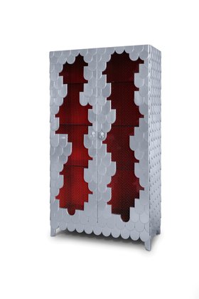 Cabinets | Oporto silver cabinet in deep red tones
