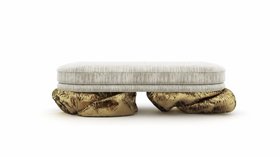 Bedroom Seat | Angra bench in wood and metal gold finishes