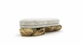 Bedroom Seat | Angra cosy bench in wood and metal gold finishes