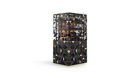 Cigar Cabinet | Habano black cigar humidor cabinet in aluminum, smoked glass, and lacquer finishes