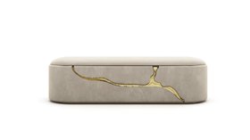 Bedroom Seat | Lapiaz cosy bench in wood and metal gold finishes