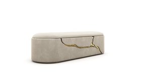 Bedroom Seat | Lapiaz cosy bench in wood and metal gold finishes