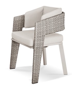 Outdoor Garden | Galea wood dining chair in white and grey tones